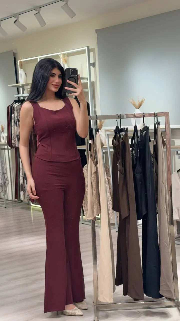 Corset Top & Flared Pants Set