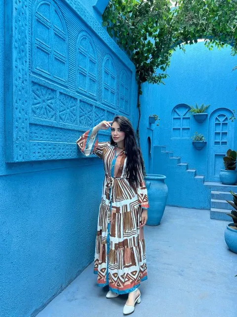 Geometric Print Wrap Maxi Dress