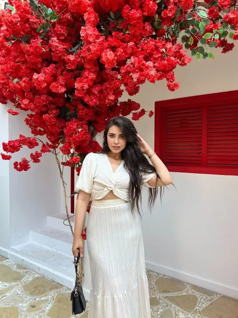 Ivory Twist-Front Blouse & Tiered Maxi Skirt Set