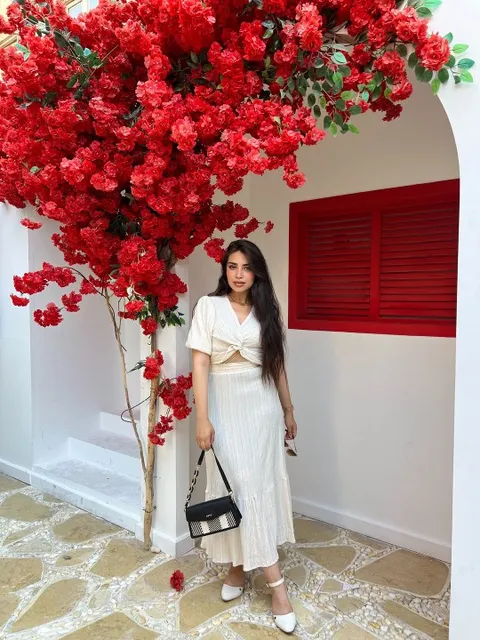 Ivory Twist-Front Blouse & Tiered Maxi Skirt Set