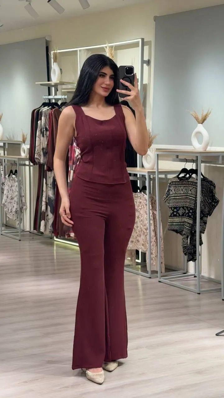Corset Top & Flared Pants Set
