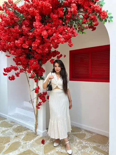 Ivory Twist-Front Blouse & Tiered Maxi Skirt Set
