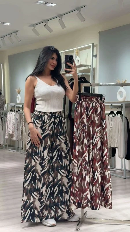 Abstract Print Wide-Leg Palazzo Pants