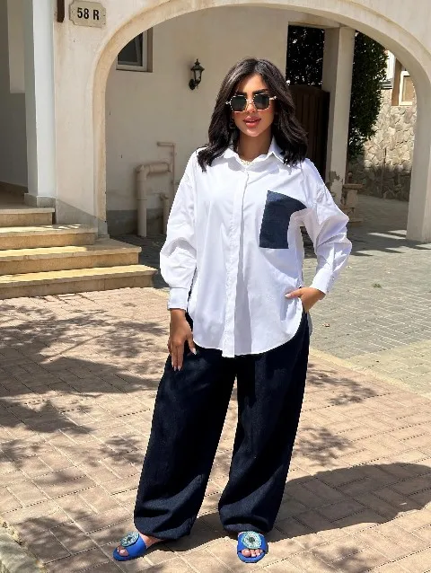 White Horse Print Oversized Shirt