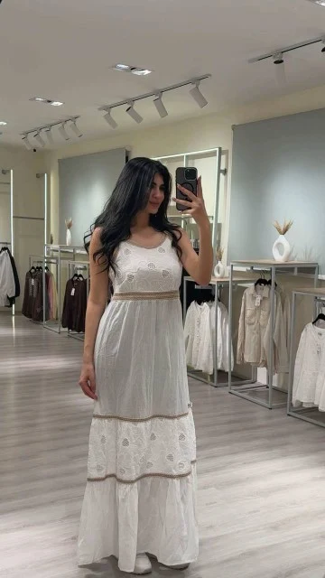 White Embroidered Tiered Maxi Dress